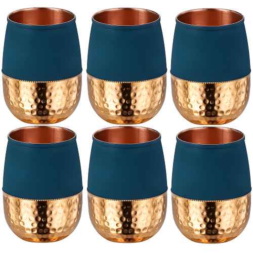 Chashaka Blue 6 Copper Glass Set
